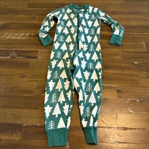 Hanna Andersson Pine Trees One Piece Zip Up Pajama Onesie Long Sleeve Boy Girl